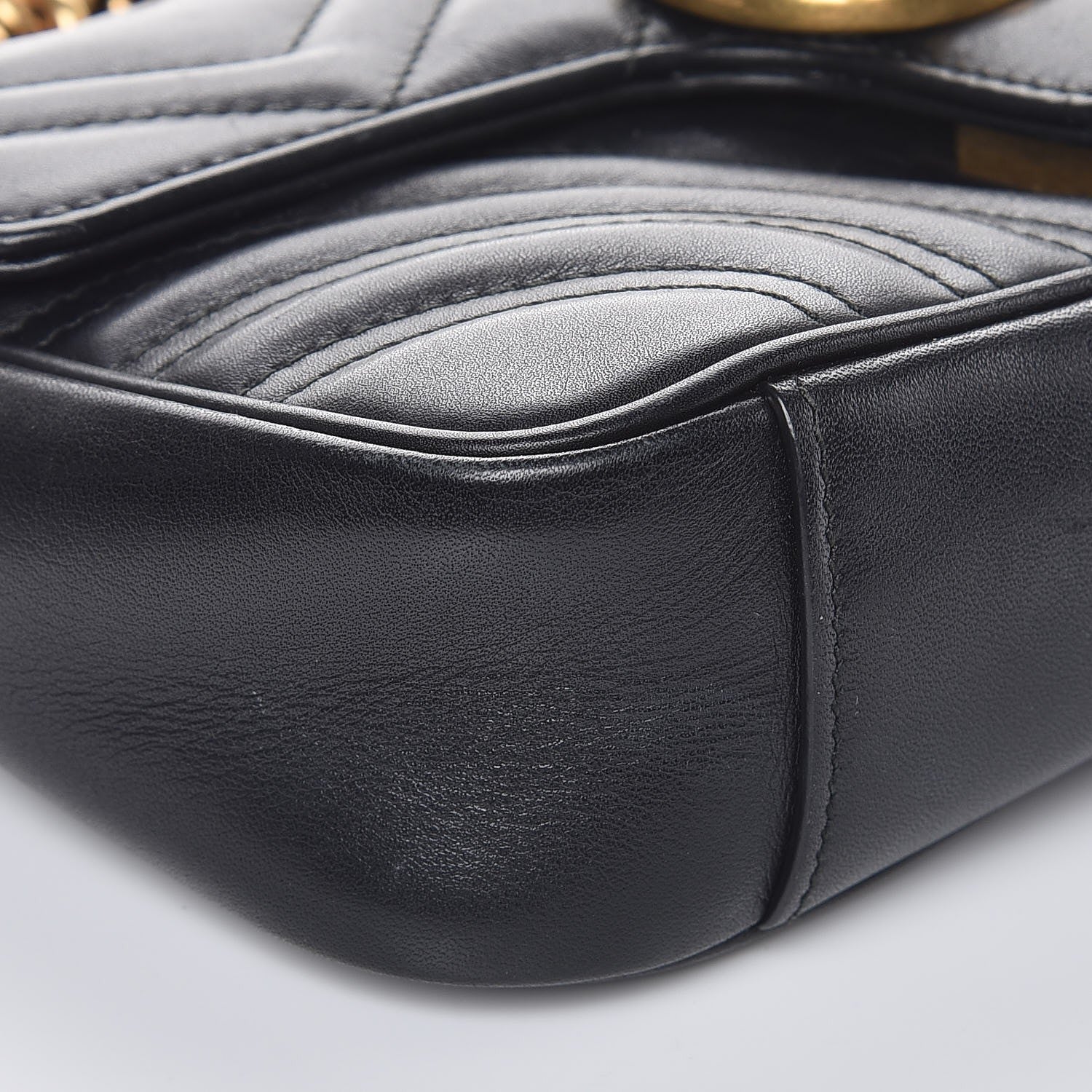 Gucci Calfskin Matelasse Mini GG Marmont Shoulder Bag Black 9 of 10