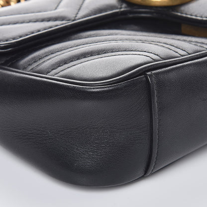 Gucci Calfskin Matelasse Mini GG Marmont Shoulder Bag Black 9 of 10