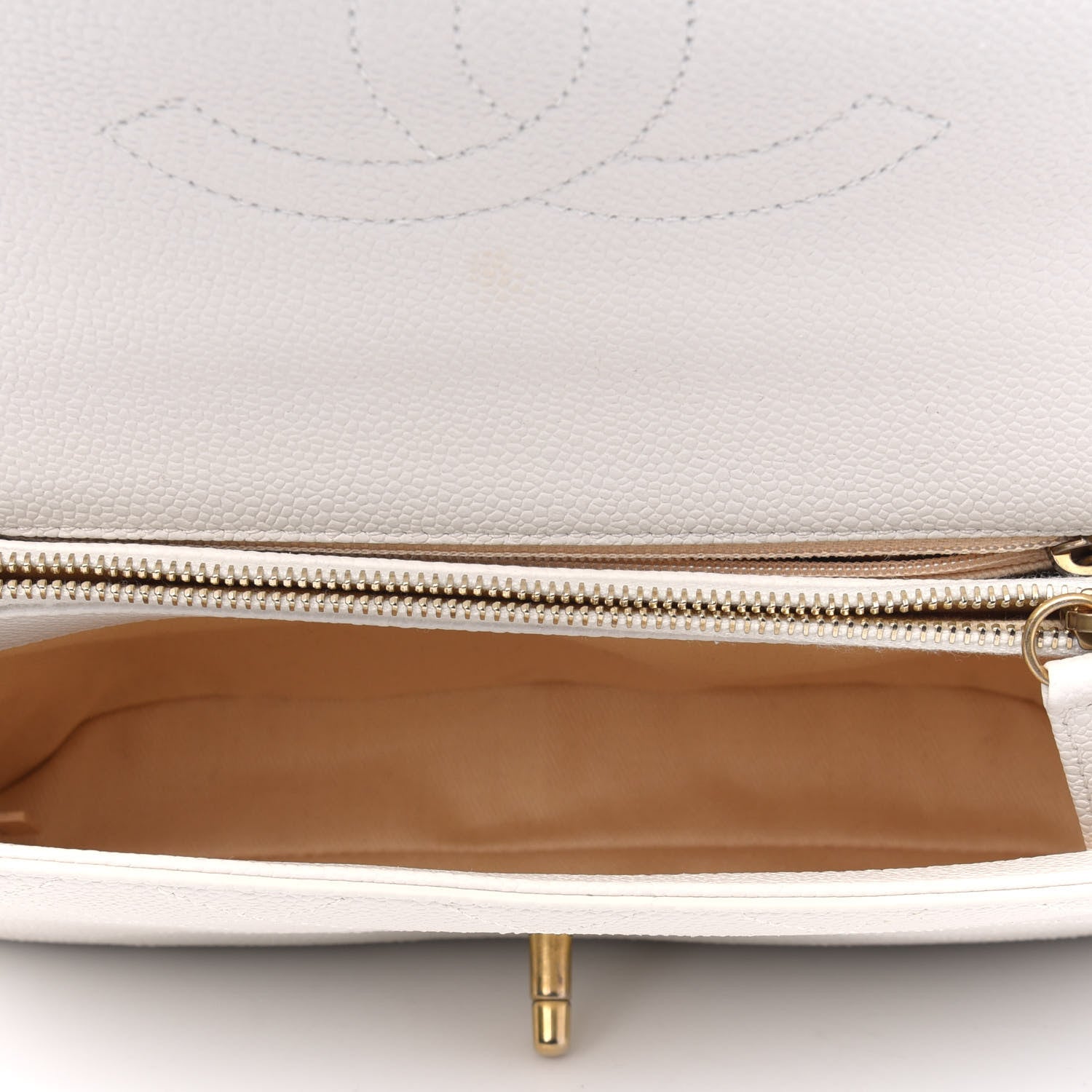 Chanel Grained Calfskin Small Stitched Flap White 4 of 4