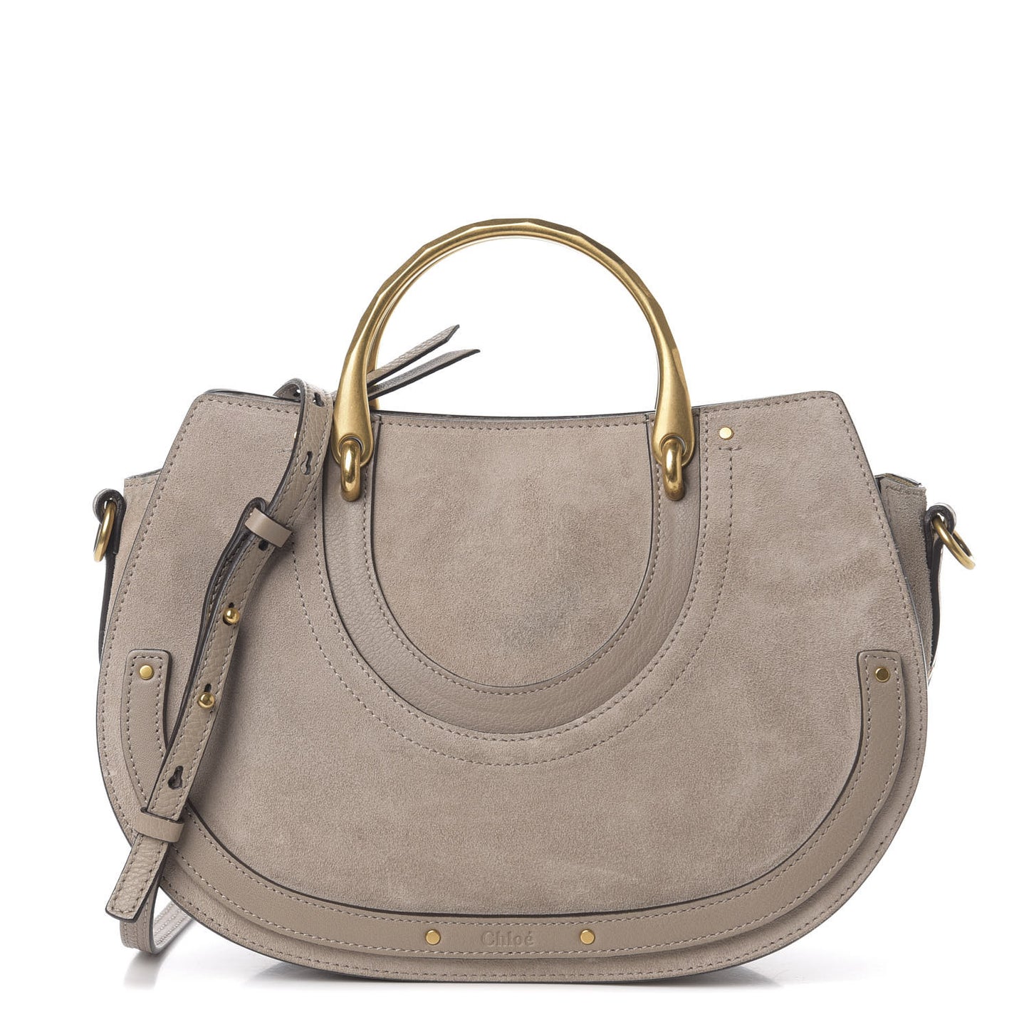 Calfskin Suede Medium Pixie Shoulder Bag Motty Grey