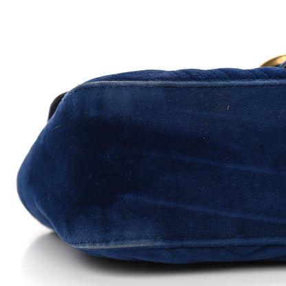 Gucci Velvet Matelasse Small GG Marmont Shoulder Bag Cobalt Blue 9 of 20