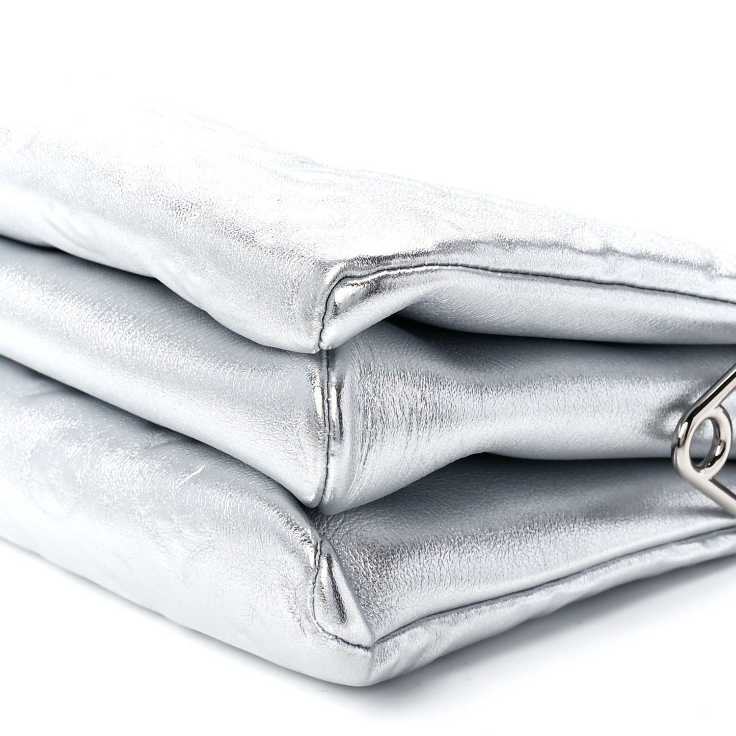 Metallic Lambskin Embossed Monogram Coussin PM Silver