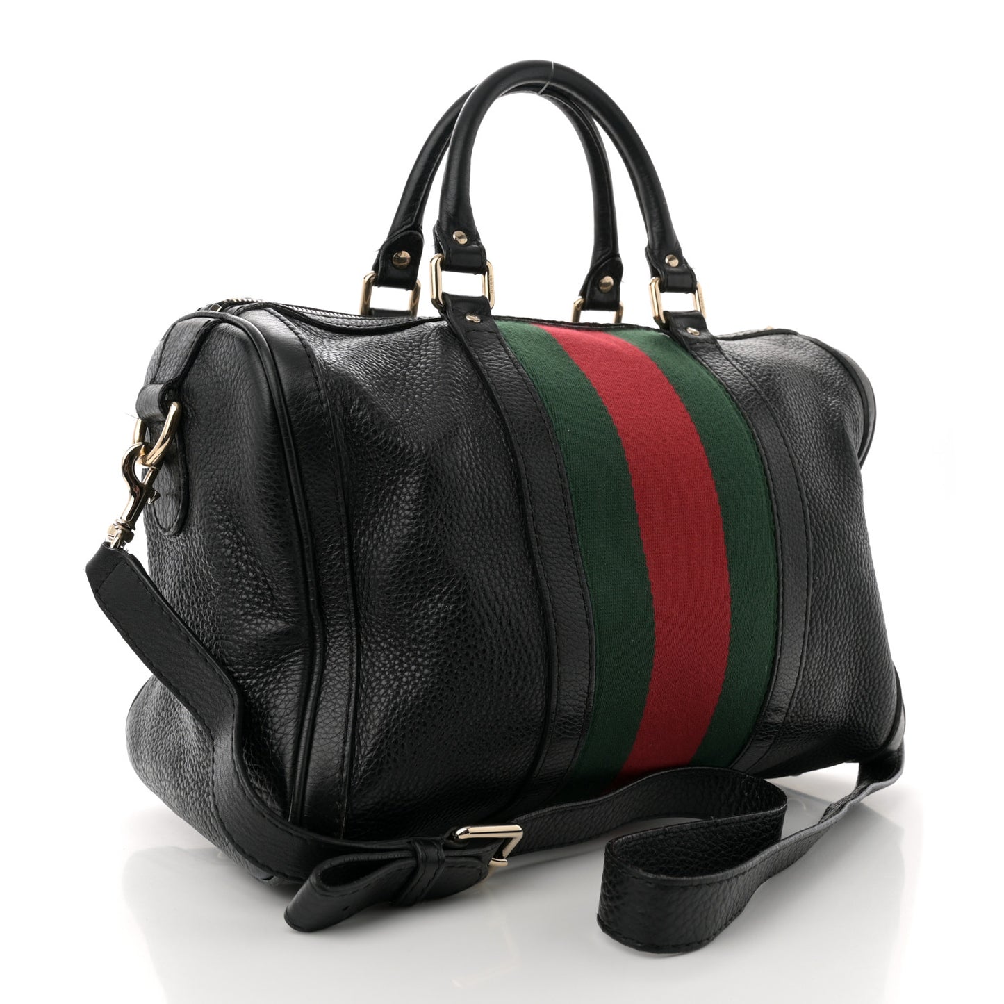 Calfskin Vintage Web Medium Boston Black