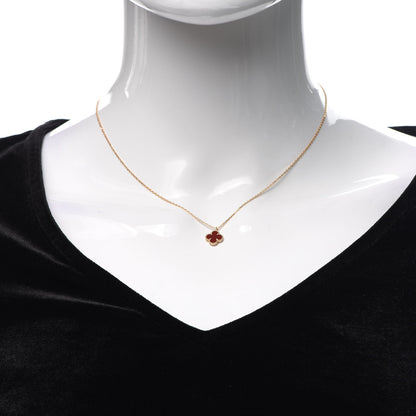 Van Cleef & Arpels 18K Rose Gold Carnelian Sweet Alhambra Pendant Necklace 2 of 7