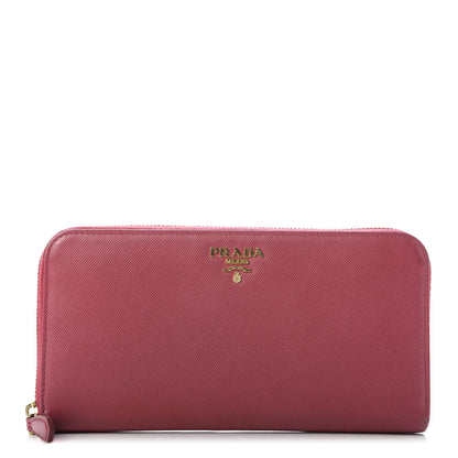 Prada Saffiano Zip Around Wallet Peonia 1 of 9