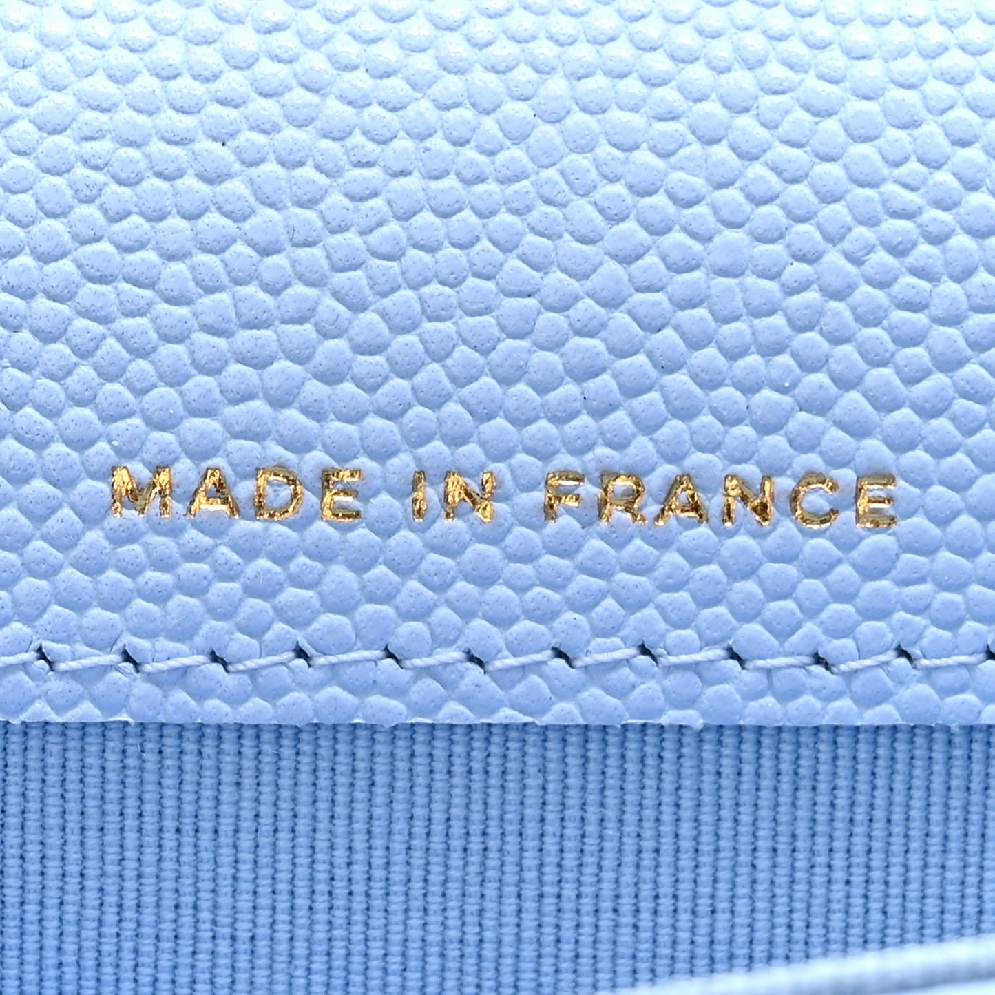 Caviar Quilted Flap Card Holder Wallet Light Blue