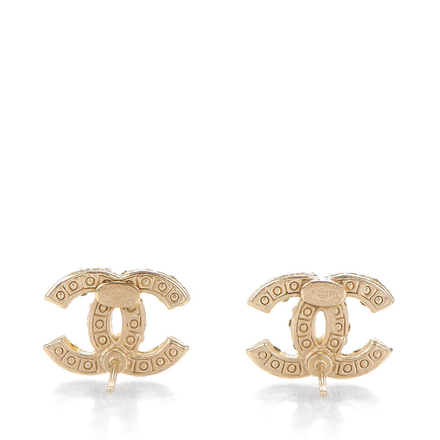 Chanel Pearl Crystal CC Earrings Light Gold 3 of 5