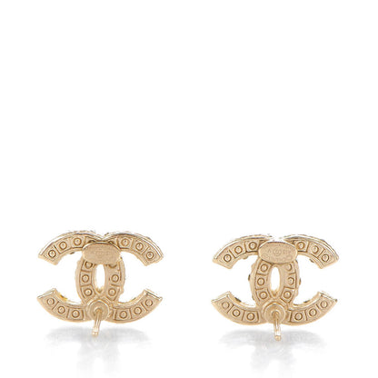 Chanel Pearl Crystal CC Earrings Light Gold 3 of 5