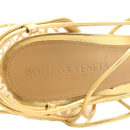 Bottega Veneta Mesh Nappa Stretch Ankle Tie 90mm Sandals 37 Gold 7 of 9