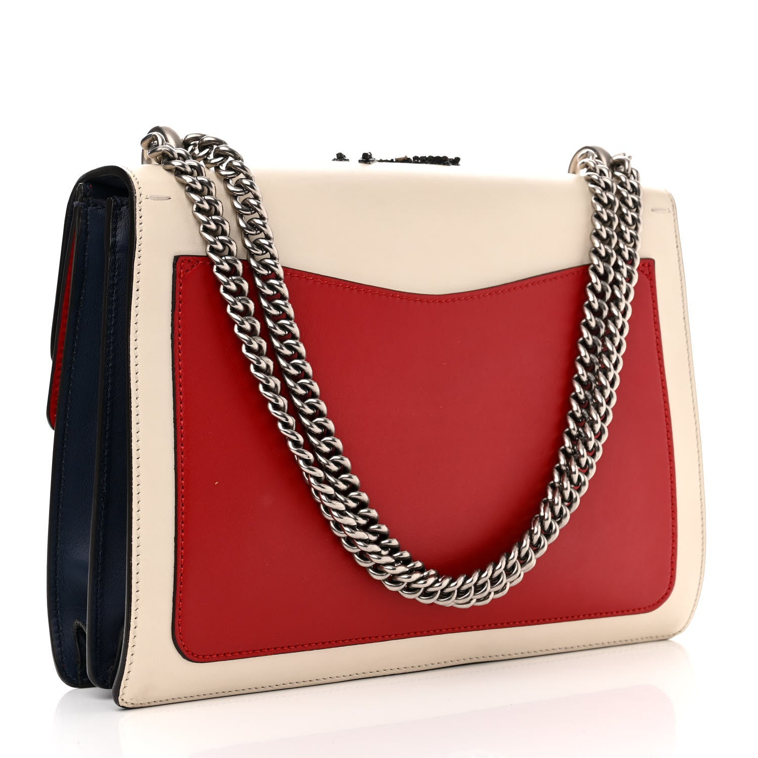 Gucci Calfskin Bee Embroidered Medium Dionysus Shoulder Bag White Blue Hibiscus Red 3 of 13