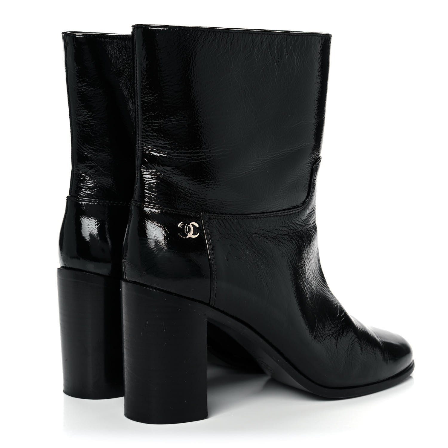 Chanel Crackled Calfskin CC Short Boots 39.5 Black 4 of 8