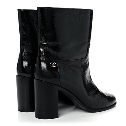 Chanel Crackled Calfskin CC Short Boots 39.5 Black 4 of 8