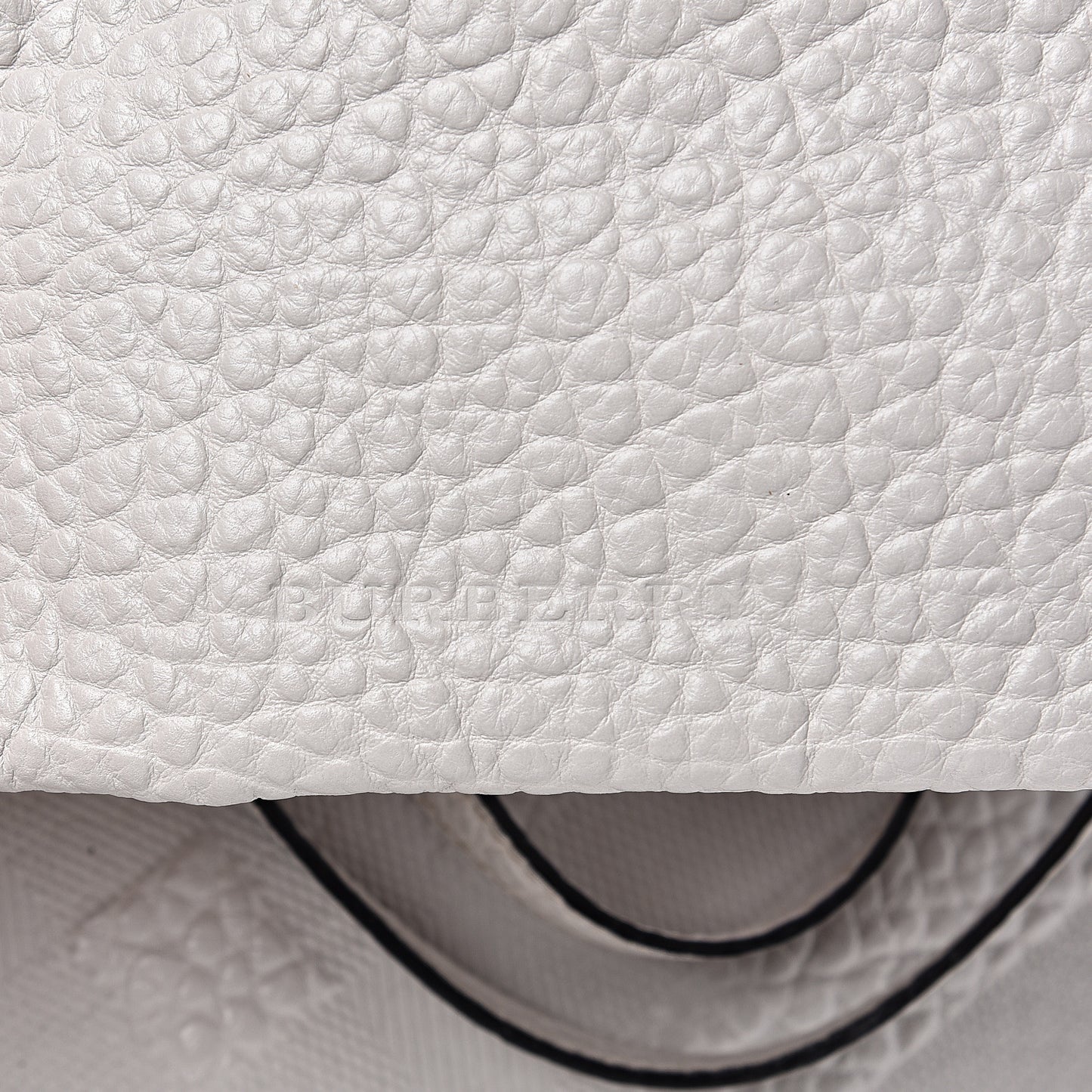 Signature Grain Calfskin Check Embossed Small Canterbury Tote Stone White