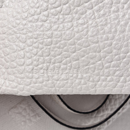 Burberry Signature Grain Calfskin Check Embossed Small Canterbury Tote Stone White 5 of 13