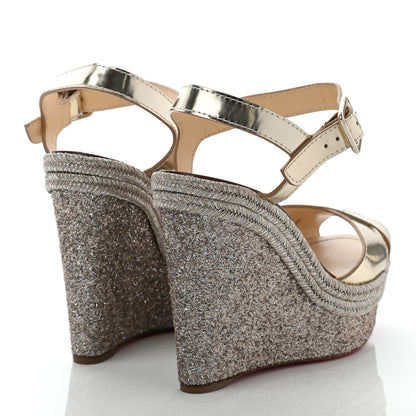 Christian Louboutin Metallic Calfskin 110 Wedge Sandals 41 Platinum 4 of 8