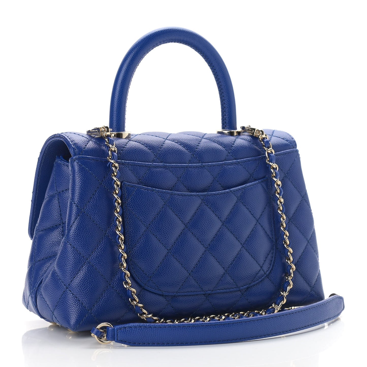 Caviar Quilted Mini Coco Handle Flap Blue