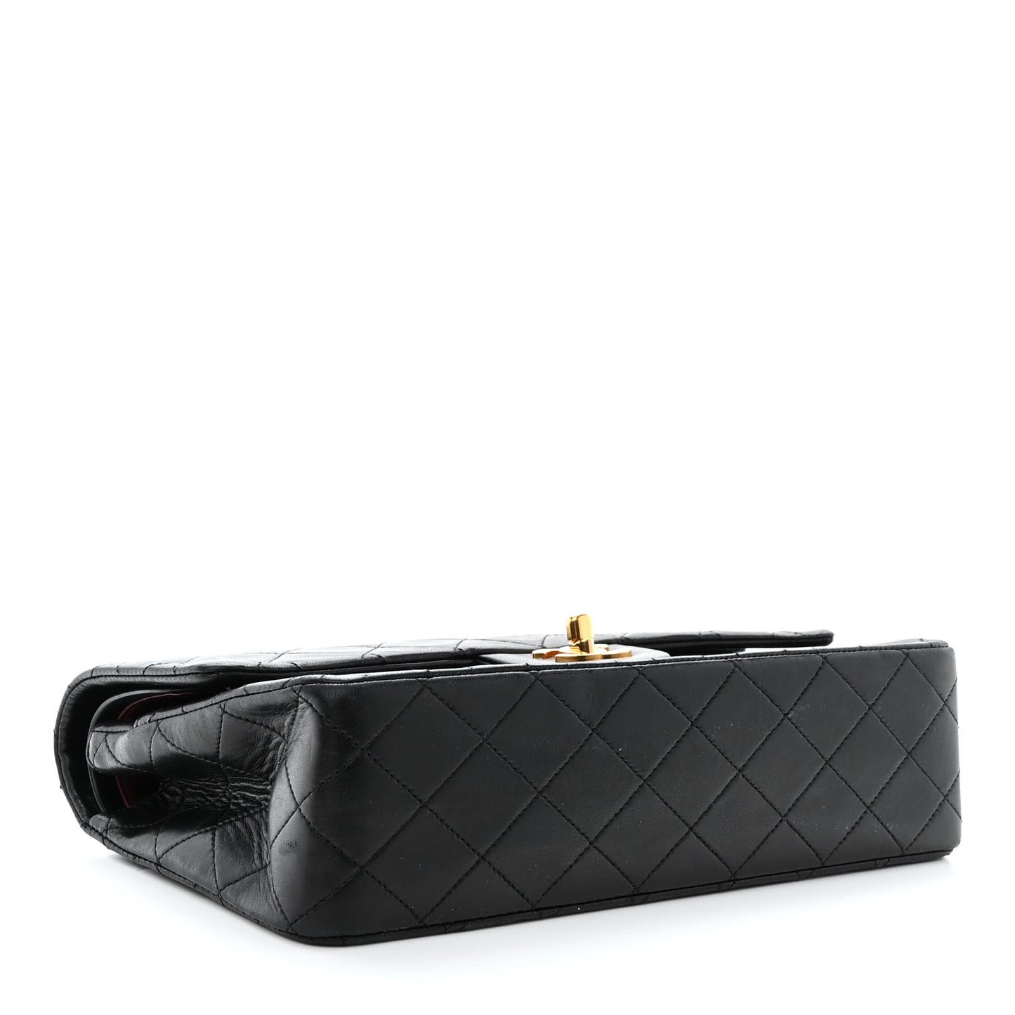 Lambskin Quilted Medium Double Flap Black