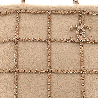 Chanel Shearling Small Shopping Chain Bag Beige 8 of 10