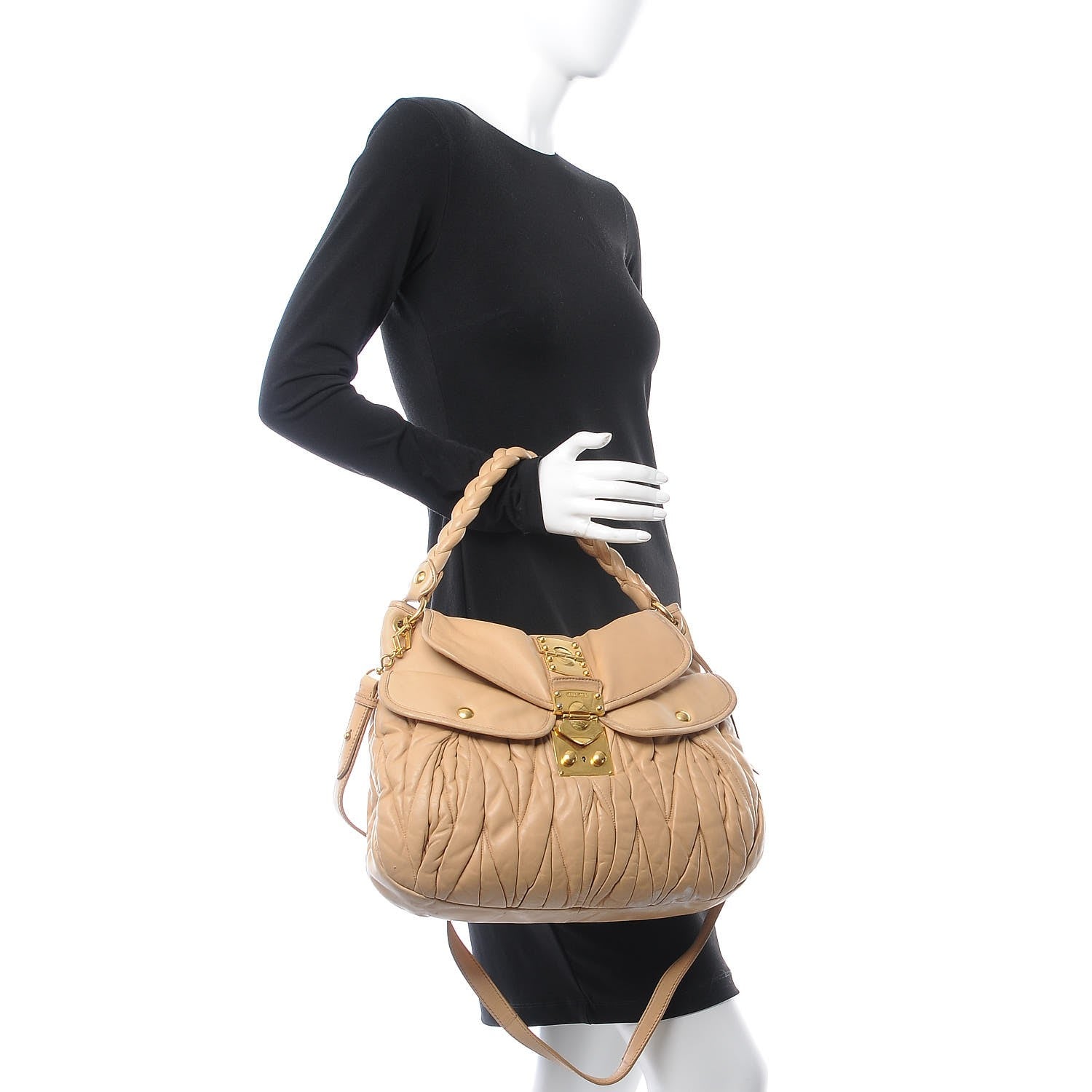 Miu Miu Nappa Matelasse Coffer Hobo Beige 2 of 16