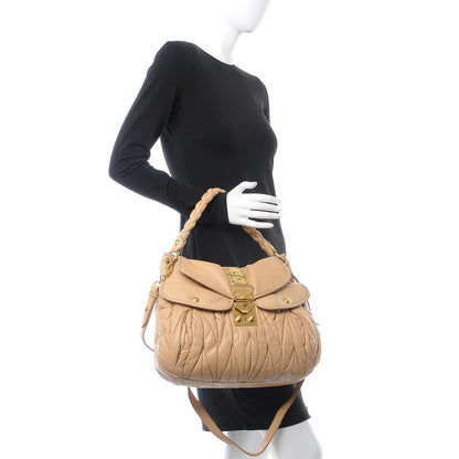 Miu Miu Nappa Matelasse Coffer Hobo Beige 2 of 16