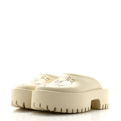 Gucci Rubber Monogram GG Go Through Platform Slide Clogs 36 Mystic White 3 of 11