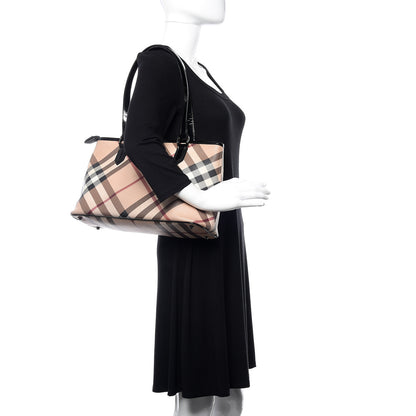 Burberry Patent Trim Nova Check Shopper Tote Black 2 of 14