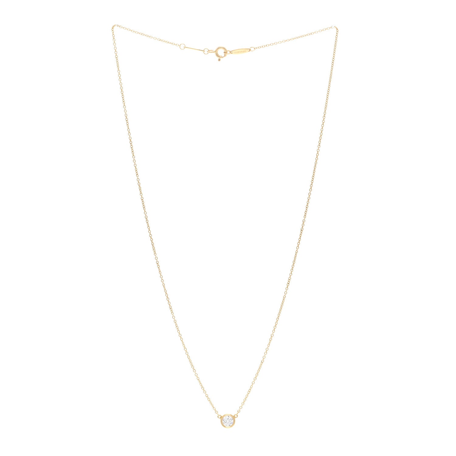 Tiffany 18K Yellow Gold Diamond .33ct Elsa Peretti Diamonds by the Yard Pendant Necklace 3 of 4