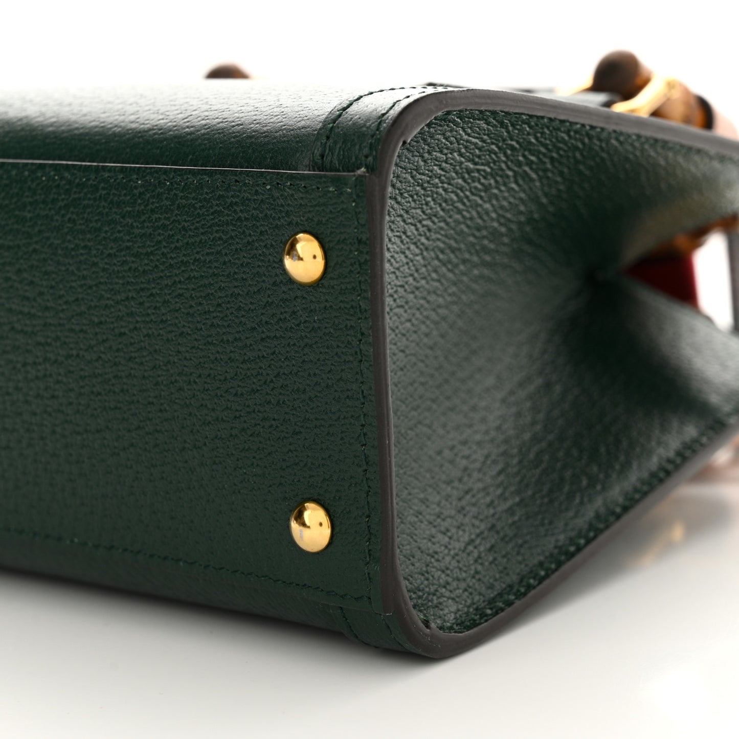 Textured Dollar Calfskin Mini Diana Tote Bag Vintage Green Pink