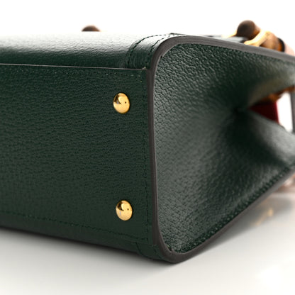 Gucci Textured Dollar Calfskin Mini Diana Tote Bag Vintage Green Pink 10 of 15