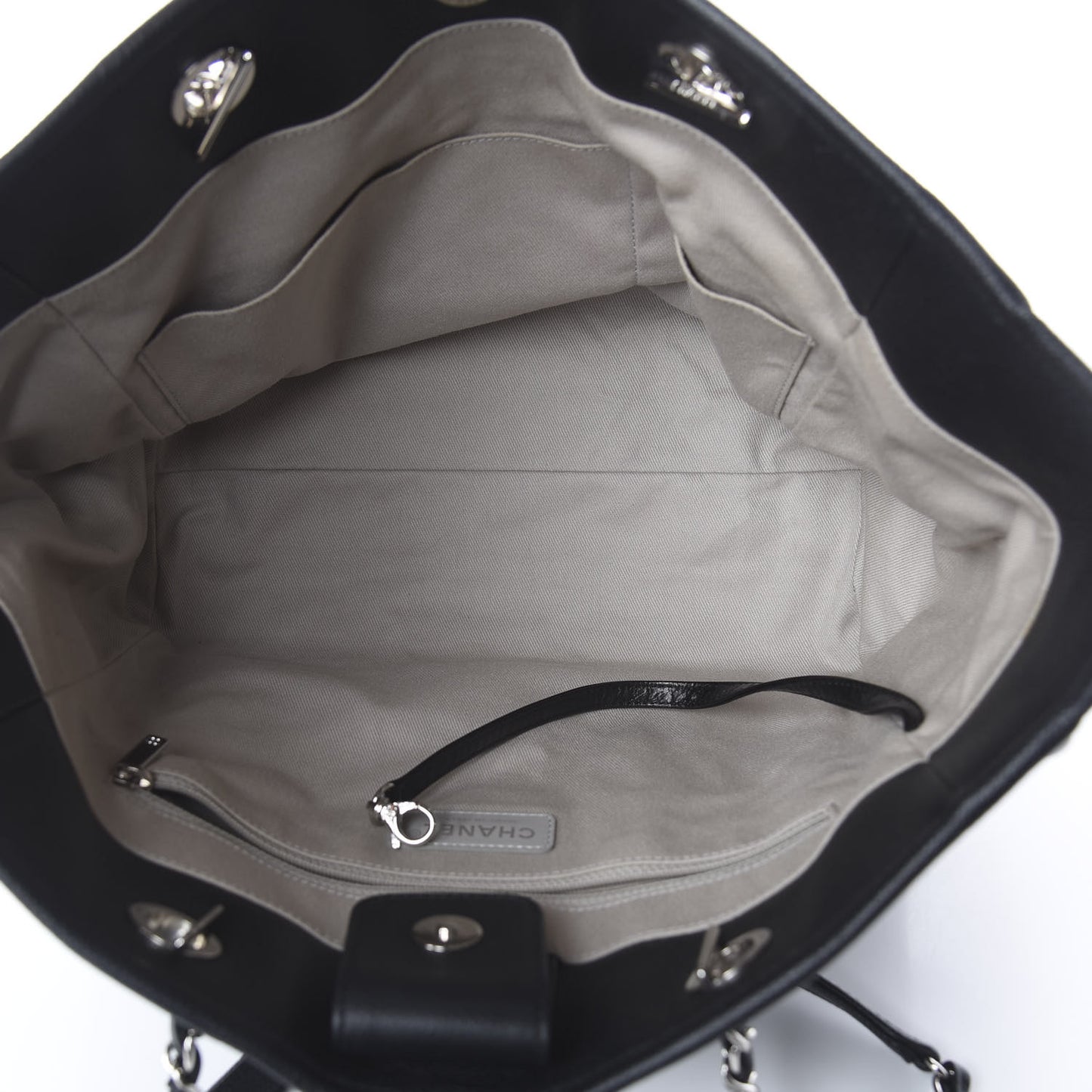 Glazed Calfskin Small Deauville Tote Black