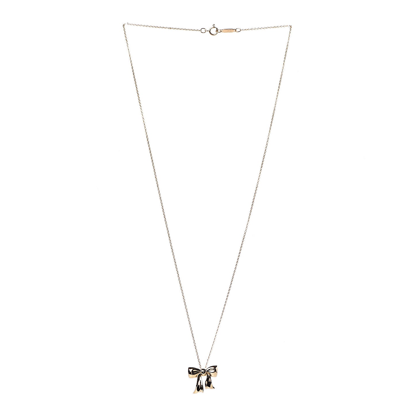18K Yellow Gold Bow Pendant Necklace