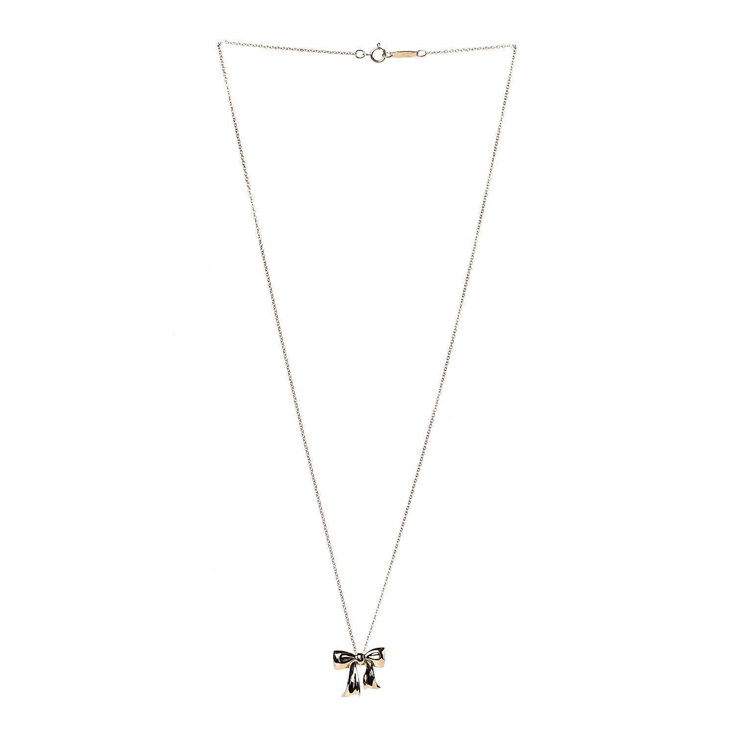 Tiffany 18K Yellow Gold Bow Pendant Necklace 3 of 6