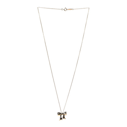 Tiffany 18K Yellow Gold Bow Pendant Necklace 3 of 6