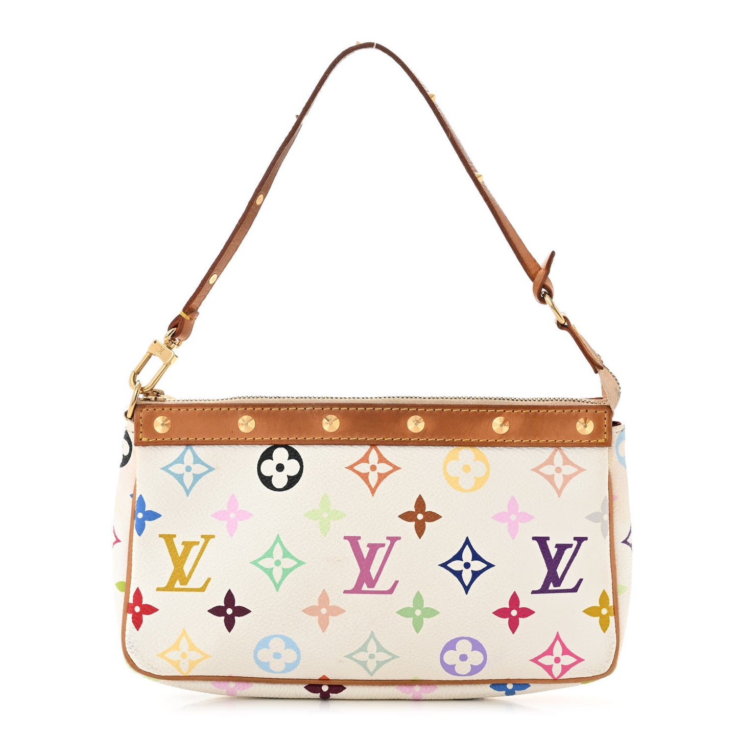 LOUIS VUITTON Monogram Multicolor Pochette Accessories White