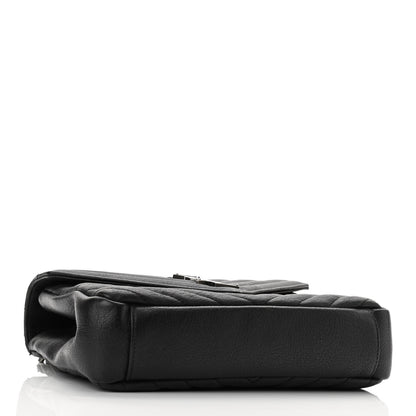 Saint Laurent Sheepskin Matelasse Chevron Monogram Medium College Bag Asphalt 3 of 9