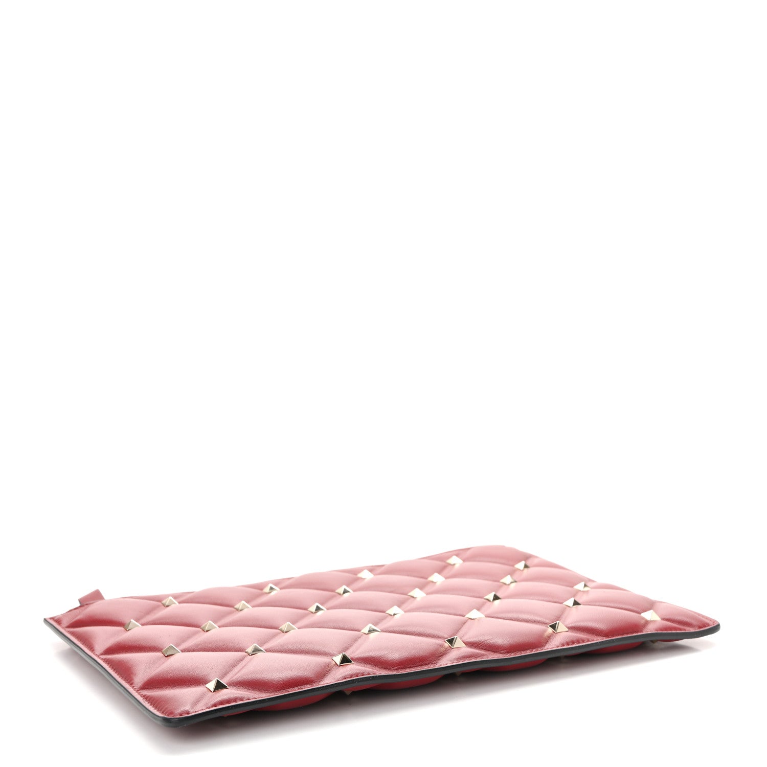 Valentino Garavani Nappa Large Candystud Flat Zip Pouch Rubino