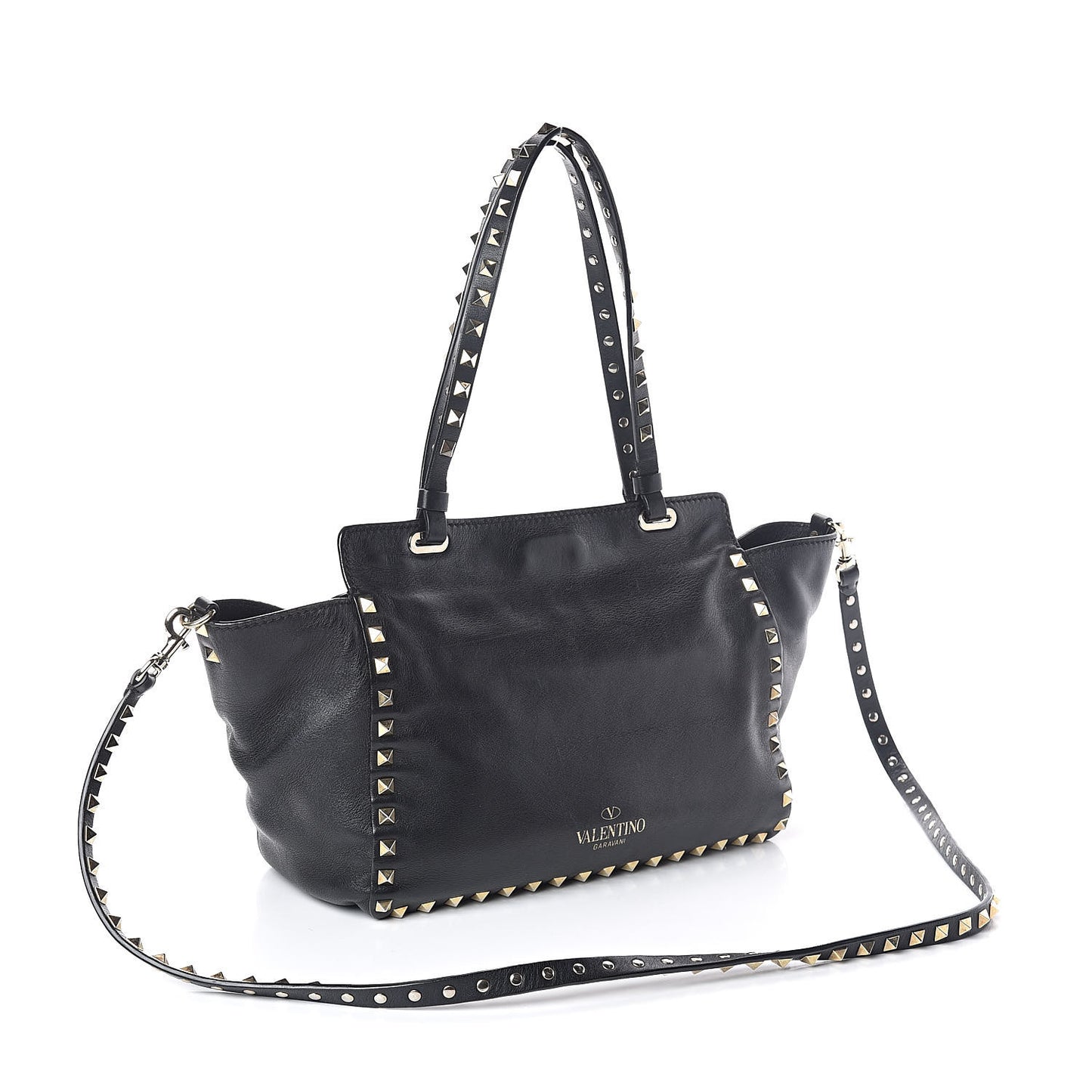 Vitello Small Rockstud Tote Black