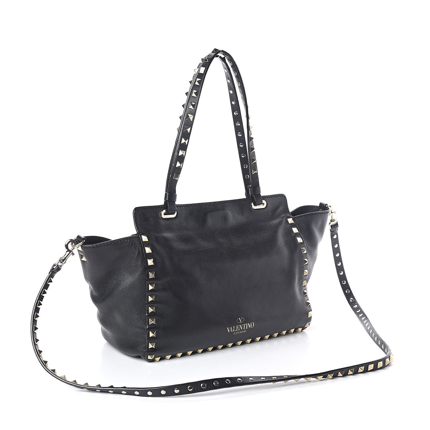 Valentino Garavani Vitello Small Rockstud Tote Black 3 of 14