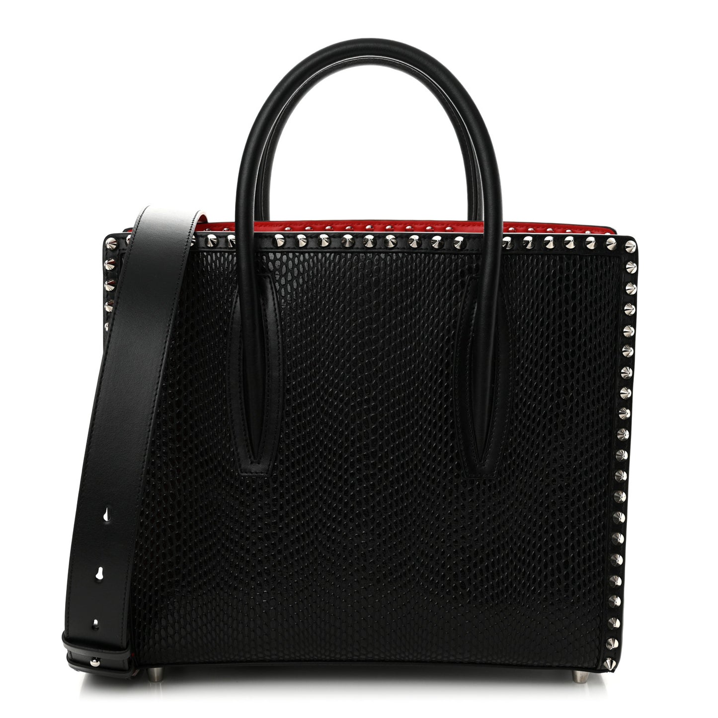 Jurassic Calfskin Patent Studded Medium Paloma Black
