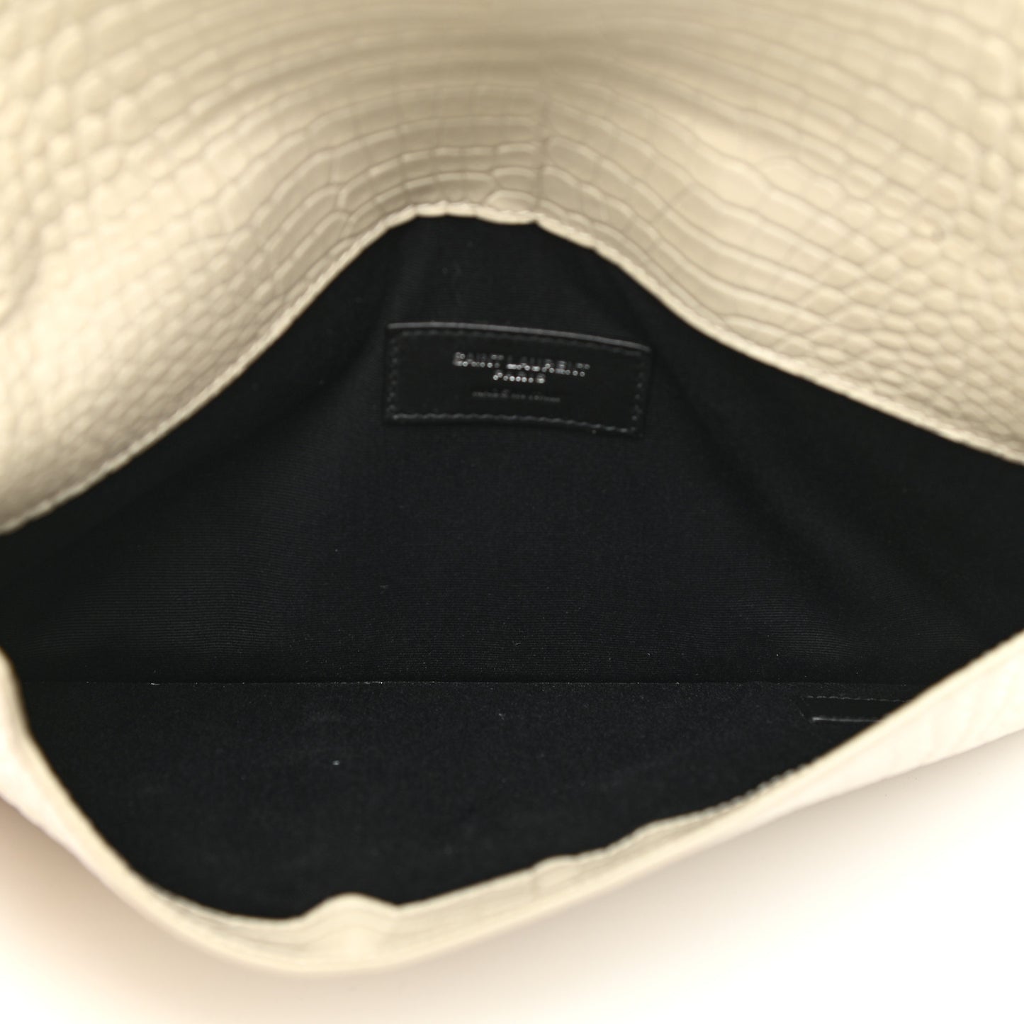 Calfskin Crocodile Embossed Uptown Monogram Pouch Crema Soft