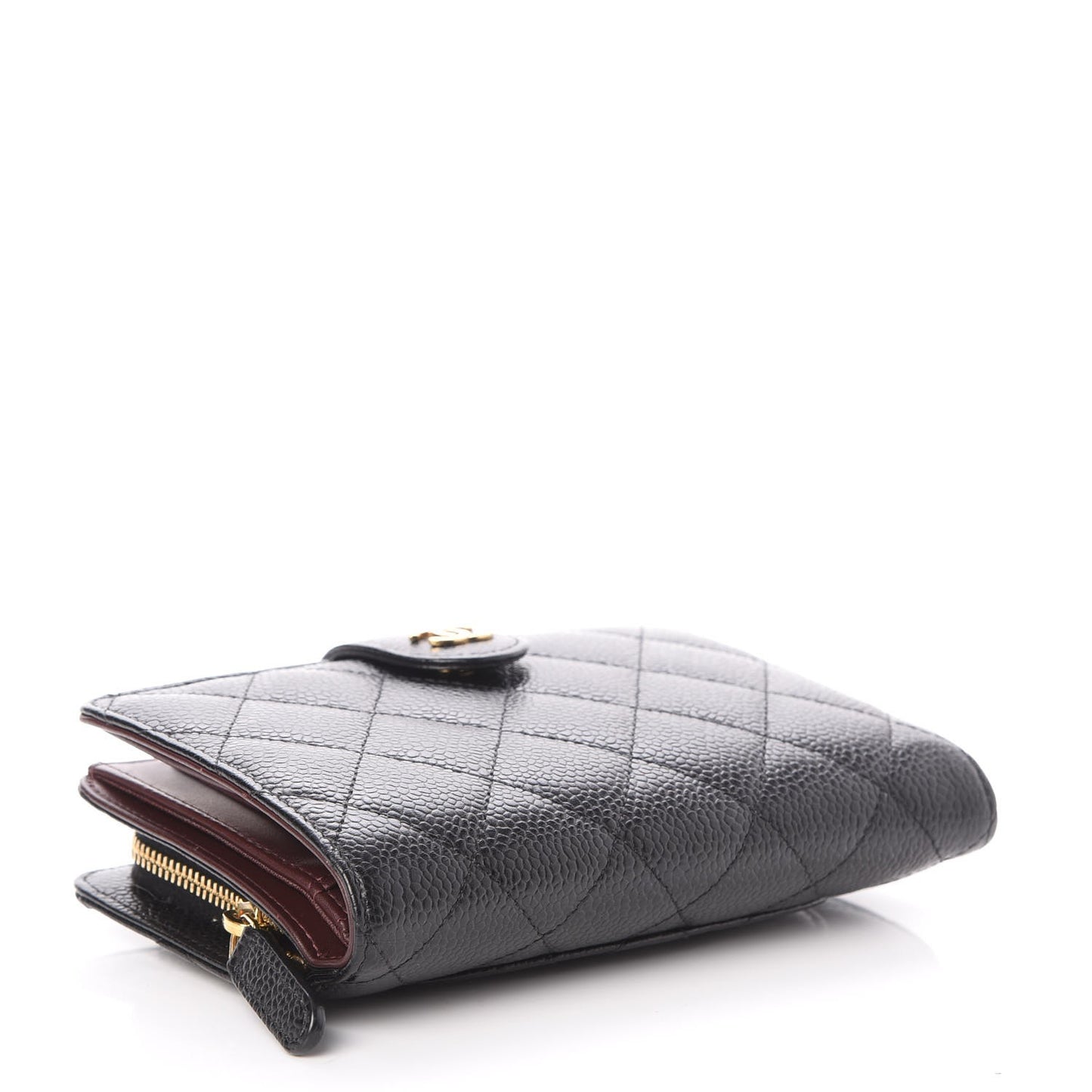 Caviar Quilted Zipped Pocket Wallet Black