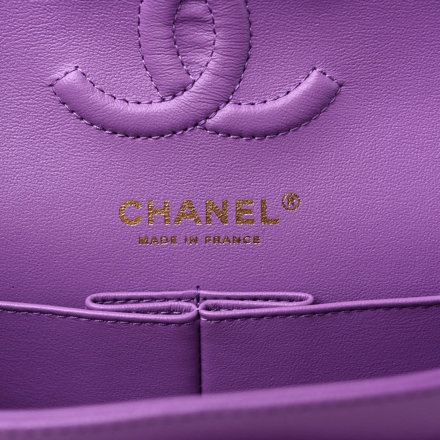 Lambskin Quilted Small Double Flap Purple