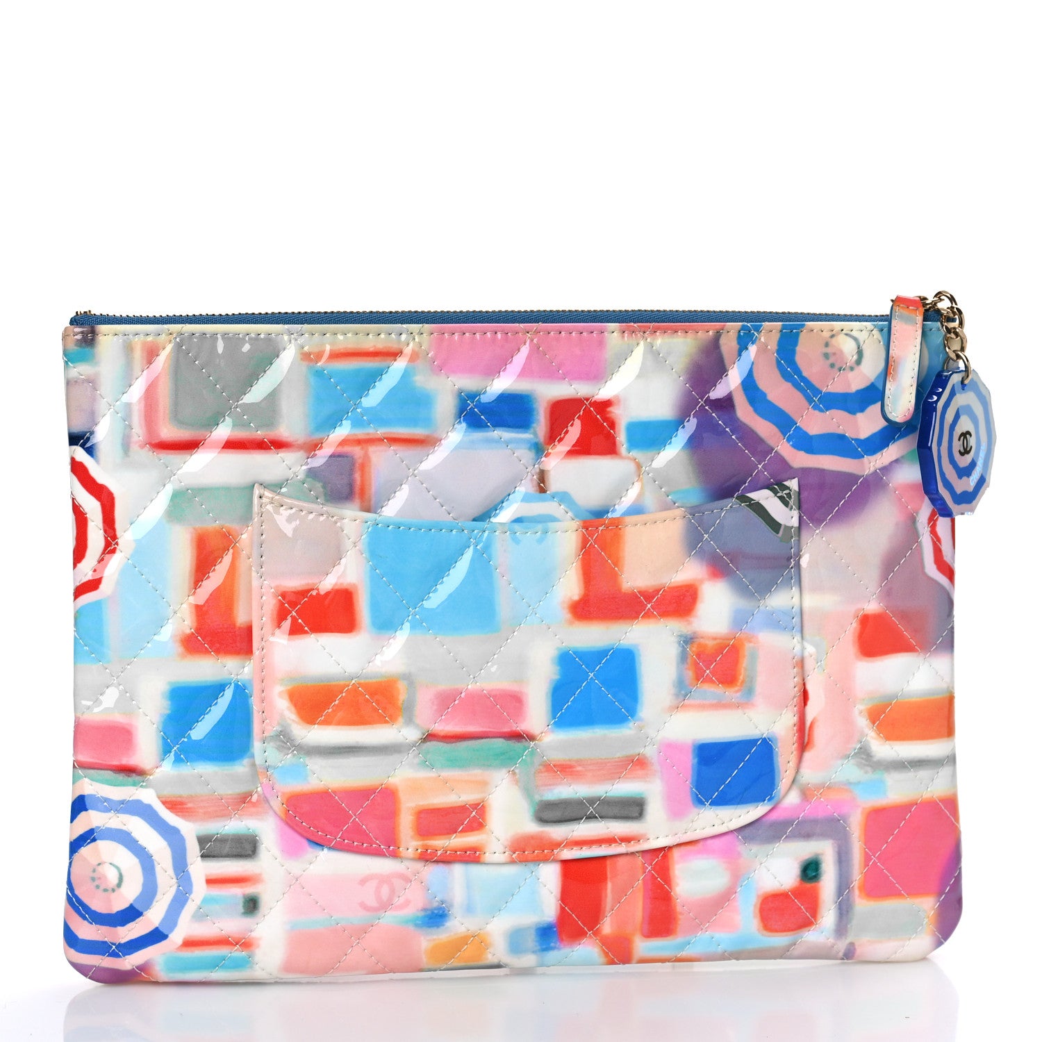 Chanel Patent Calfskin Printed Quilted Medium Cosmetic Case Multicolor 3 of 9
