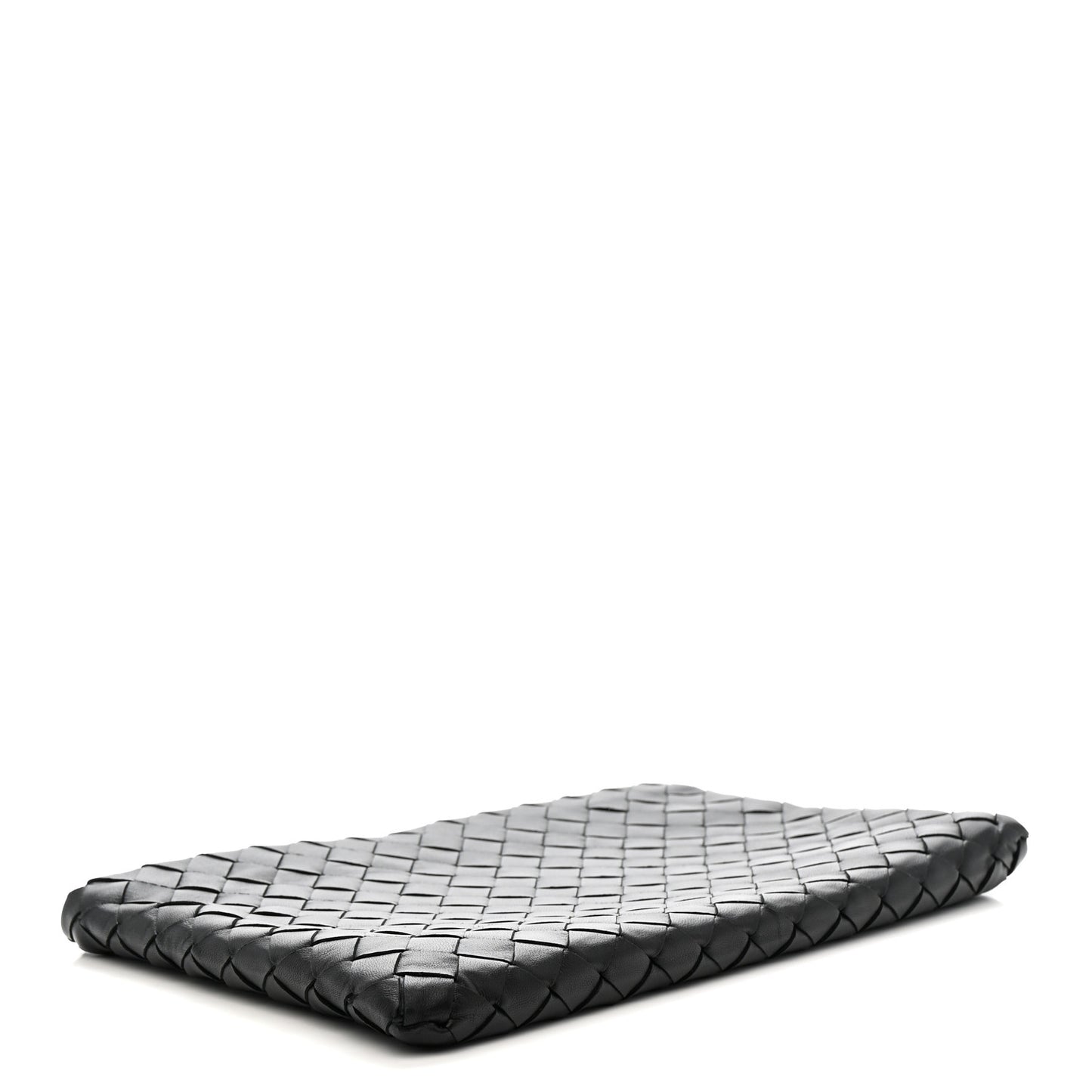 Nappa Intrecciato Medium Flat Zip Pouch Black