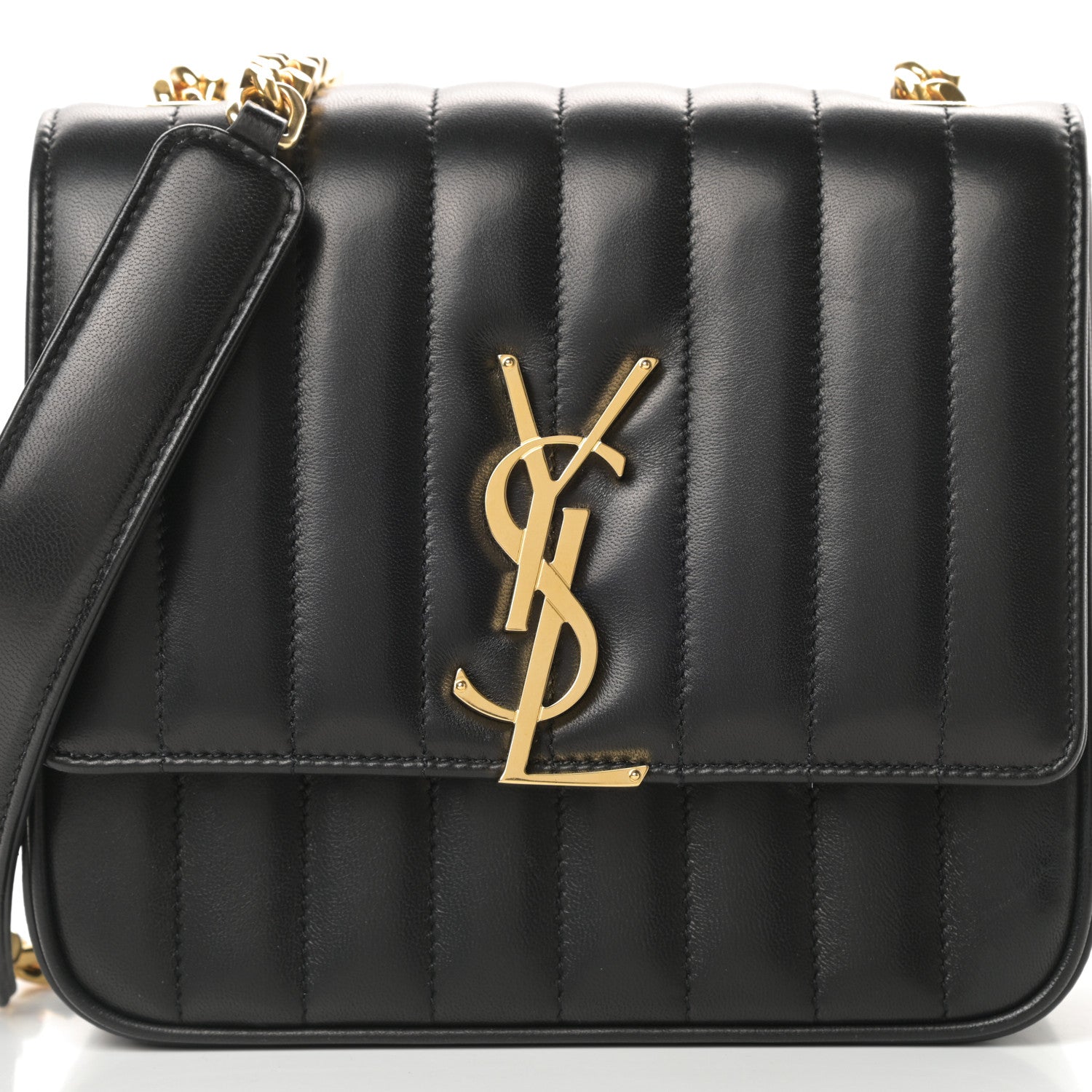 Saint Laurent Lambskin Matelasse Monogram Medium Vicky Chain Bag Black 8 of 11