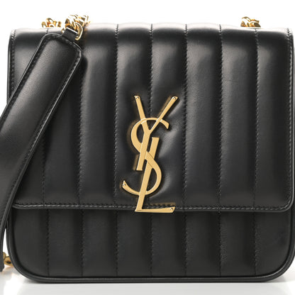 Saint Laurent Lambskin Matelasse Monogram Medium Vicky Chain Bag Black 8 of 11