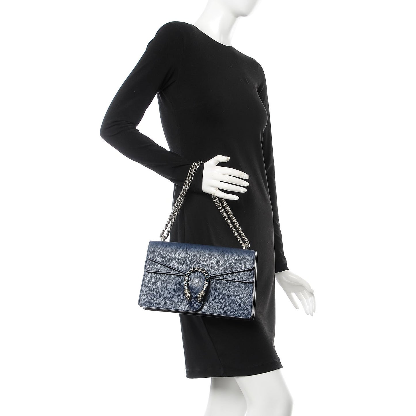 Dollar Calfskin Crystal Small Dionysus Shoulder Bag Blue Agata Montana Sapphire