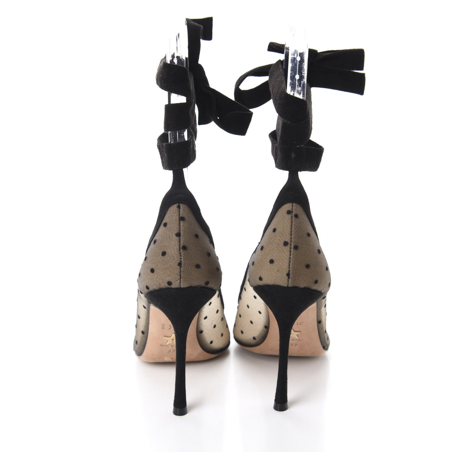 Suede Calfskin Plumetis Lovely-D Ankle Wrap Pumps 37 Black