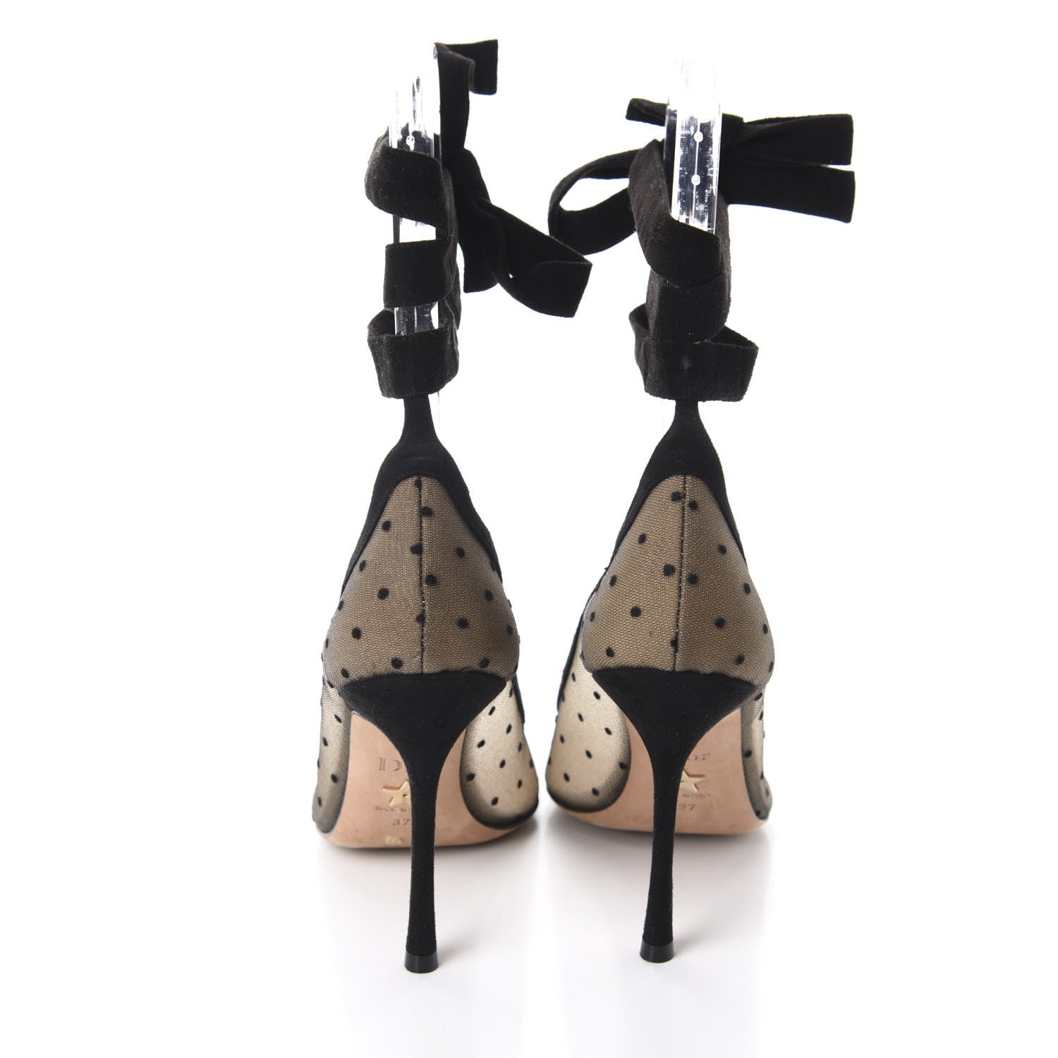 Christian Dior Suede Calfskin Plumetis Lovely-D Ankle Wrap Pumps 37 Black 5 of 13