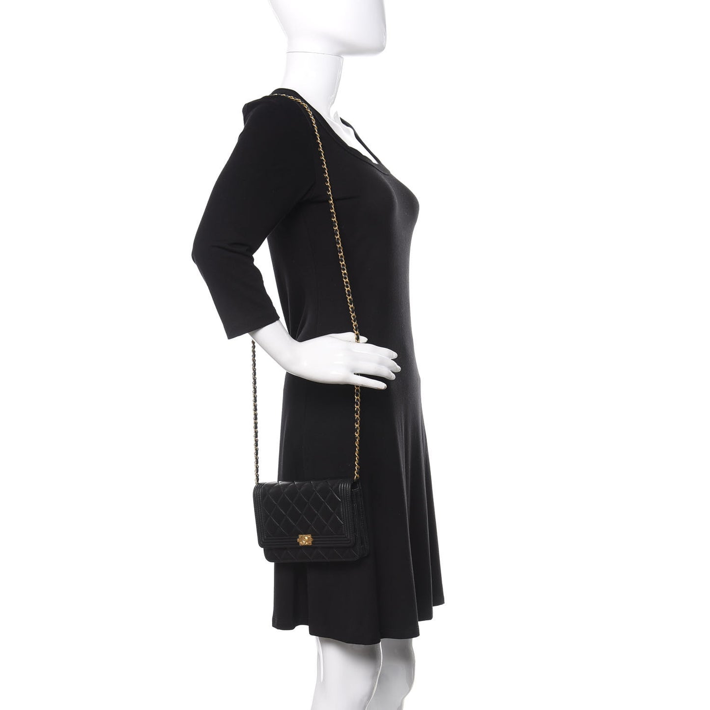 Lambskin Quilted Boy Wallet On Chain WOC Black